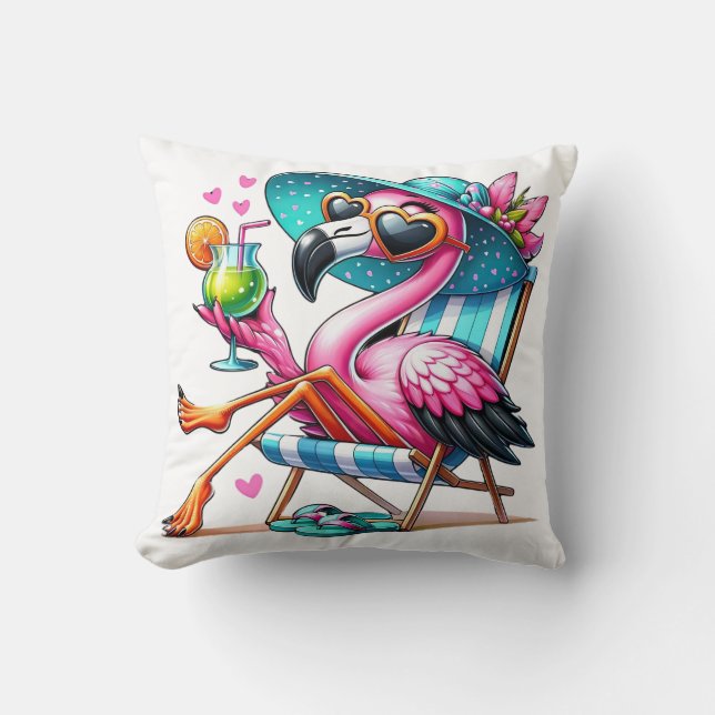 Flamingo Sommer cool Kissen (Vorderseite)