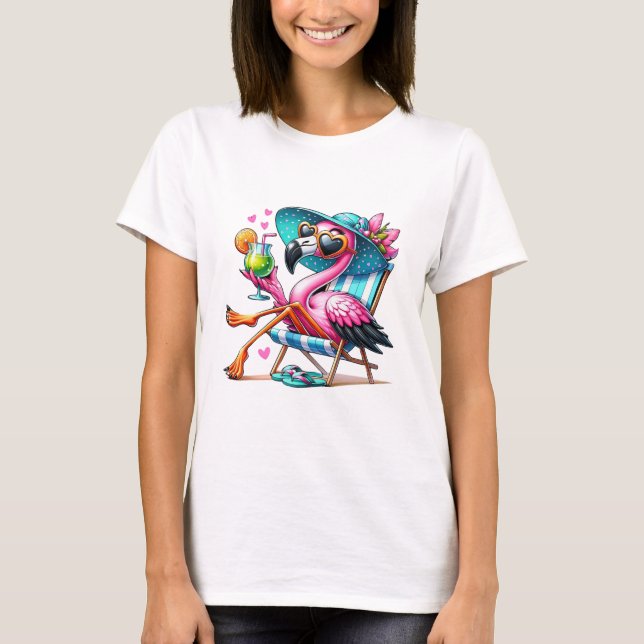 Flamingo Sommer cool T-Shirt (Vorderseite)