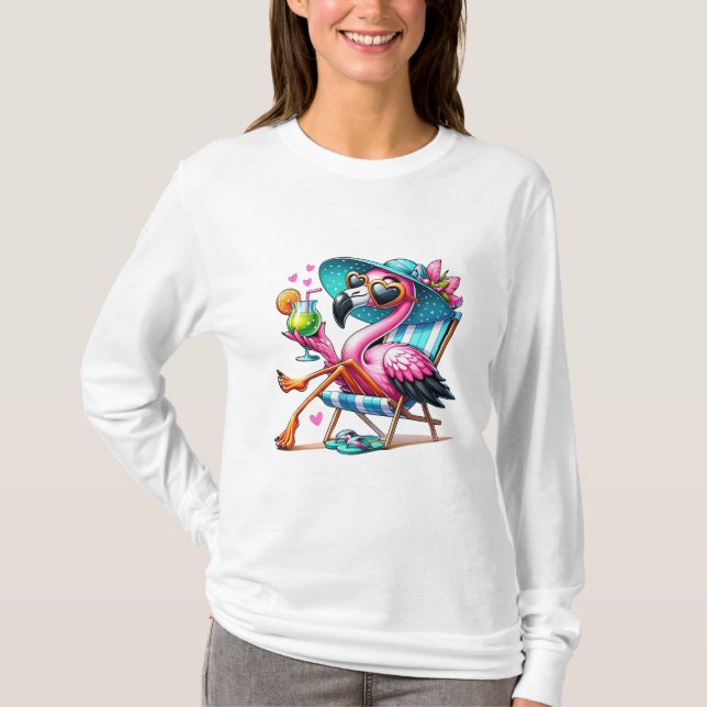Flamingo Sommer cool T-Shirt (Vorderseite)