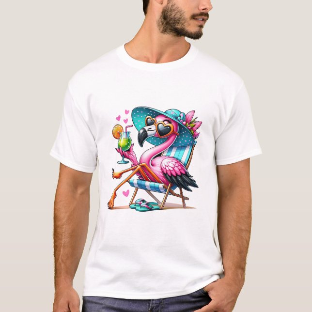 Flamingo Sommer cool T-Shirt (Vorderseite)