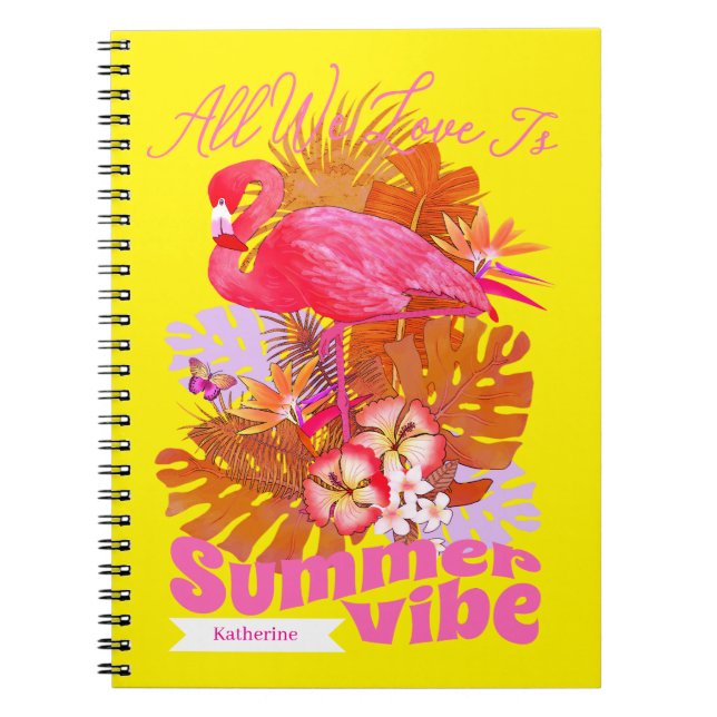 Flamingo Sommer Gelb Notizblock (Vorderseite)