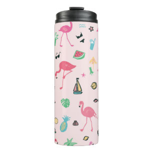 Flamingo Sommer: Lebhaftes Vogelmuster Thermosbecher