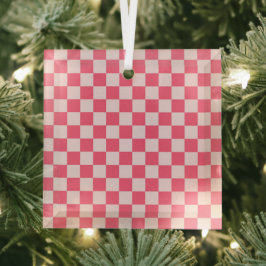 Flamingo sorbet checkerboard pattern ornament aus glas