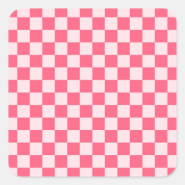 Flamingo sorbet checkerboard pattern quadratischer aufkleber