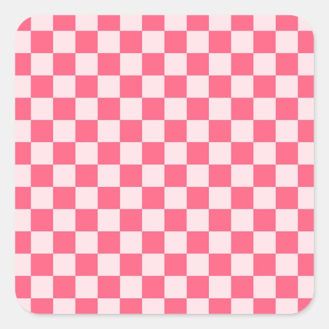 Flamingo sorbet checkerboard pattern quadratischer aufkleber (Vorderseite)