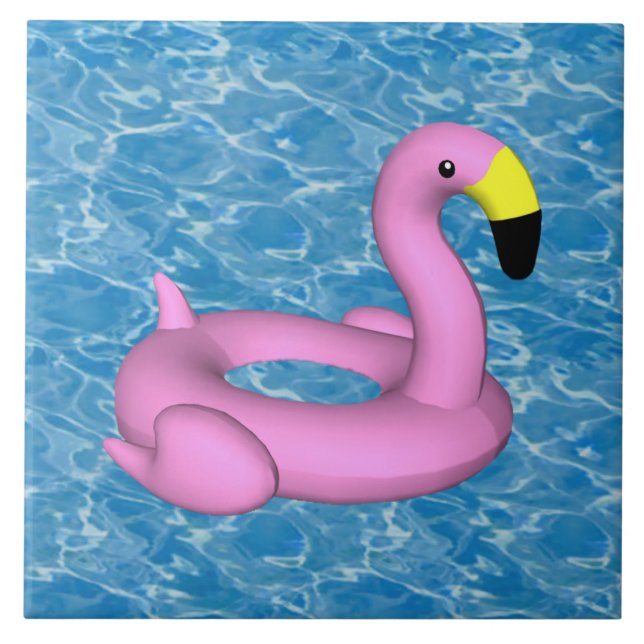 Flamingo-Spielzeug auf blauem Wasser Fliese (Vorderseite)