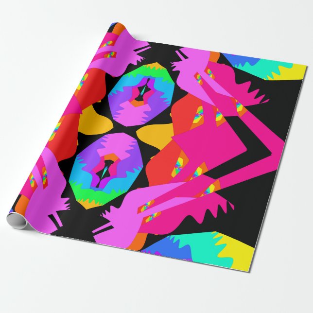 Flamingo Splash Fraktal Gift Wrap Geschenkpapier (Ungerollt)