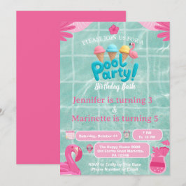 Flamingo Splash gemeinsame Poolparty Geburtstag Ki Einladung