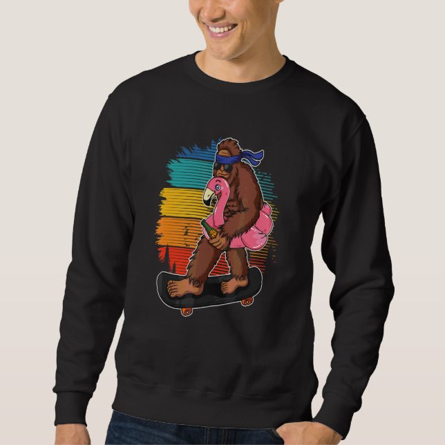 Flamingo Squatch Skateboard Flamingo Vogel Sweatshirt (Vorderseite)