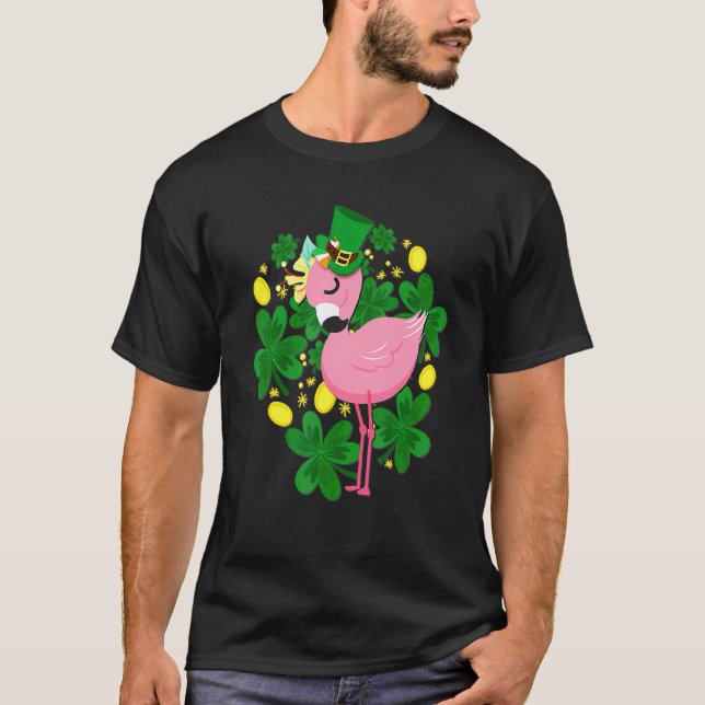 Flamingo St Patrick Day Pink Bird T-Shirt (Vorderseite)