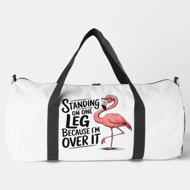 Flamingo Standing On One Leg Over Duffle Bag (Vorderseite)