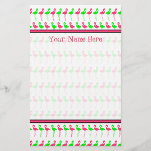 Flamingo Stationery - rosa und grünes Muster Briefpapier