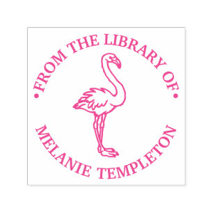 Flamingo Stehend "Aus der Bibliothek" Name Monog Permastempel