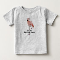 Flamingo Stehend Baby T - Shirt Stehend bald