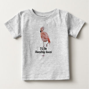 Flamingo Stehend Baby T - Shirt Stehend bald