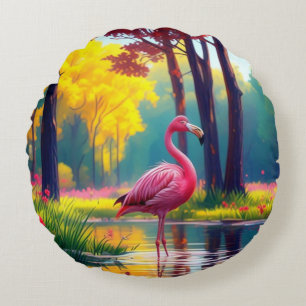 Flamingo Stehend im See-365476 Rundes Kissen