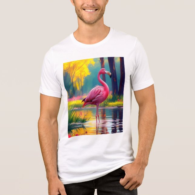Flamingo Stehend im See-365476 Tri-Blend Shirt (Vorderseite)
