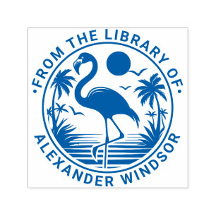 Flamingo Stehend, Palm Trees Library Book Name Permastempel