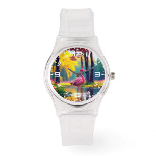 Flamingo steht im See-36547 Armbanduhr