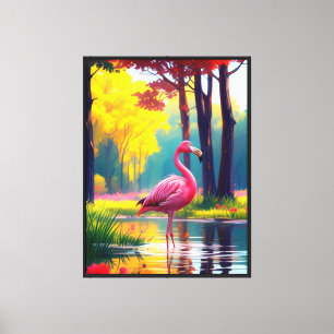 Flamingo steht im See-36547 Leinwanddruck