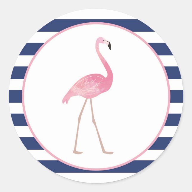 Flamingo Sticker Navy Stripes (Vorderseite)
