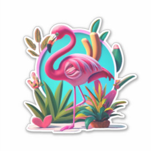 Flamingo Stickers a Splash of Pink to Your World Aufkleber