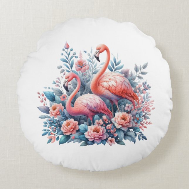 Flamingo Sublimierung-95158 Rundes Kissen (Vorderseite)