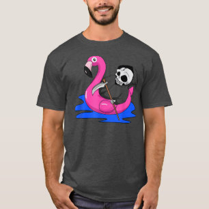 Flamingo Summer Funny Grim Sensenmann Engel of Dea T-Shirt