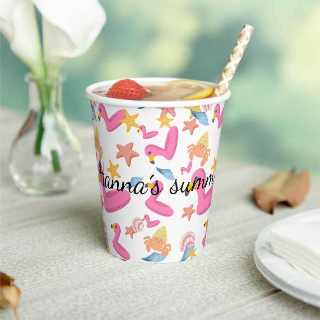 Flamingo summer party text pappbecher (In Situ)