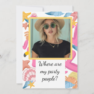 Flamingo summer party with photo einladung