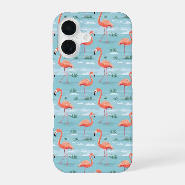 Flamingo Summer Pattern iPhone 16 Hülle (Rückseite)