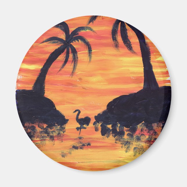 Flamingo Sunset Art von EelKat Magnet (Vorne)