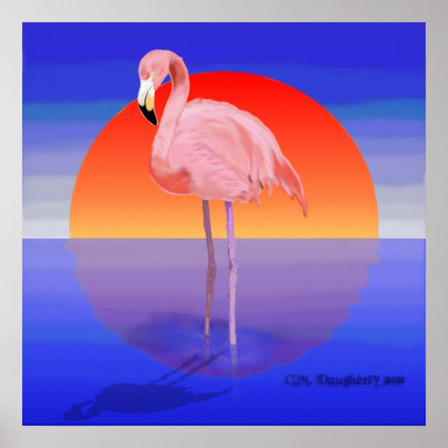 Flamingo Sunset Poster (Vorne)