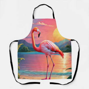 Flamingo Sunset Tropical Beach Schürze