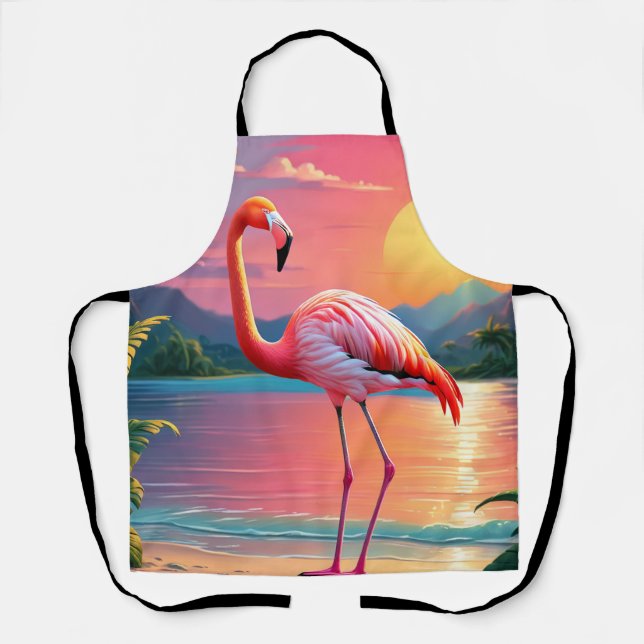 Flamingo Sunset Tropical Beach Schürze (Vorderseite)