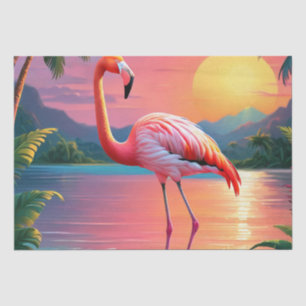Flamingo Sunset Tropical Beach Seidenpapier