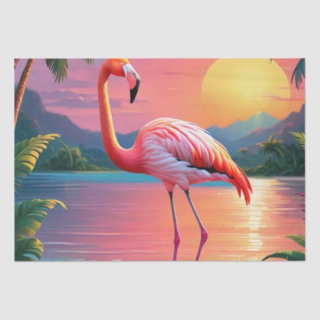 Flamingo Sunset Tropical Beach Seidenpapier (Vorderseite)