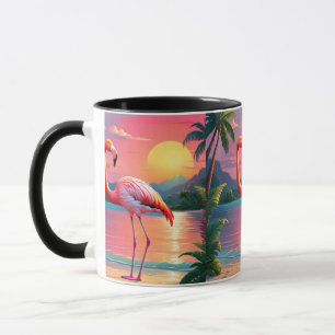 Flamingo Sunset Tropical Beach Tasse