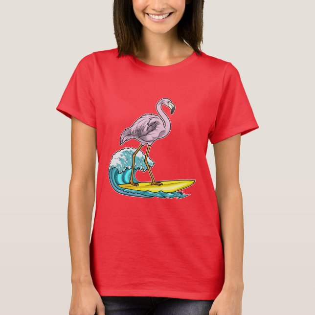 Flamingo Surfer Surfboard T-Shirt (Vorderseite)