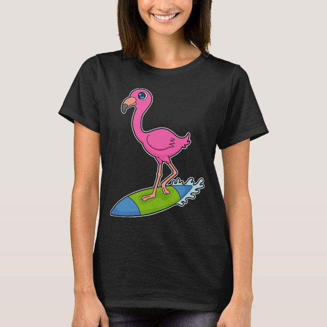 Flamingo Surfer Surfboard T-Shirt (Vorderseite)
