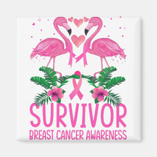 Flamingo Survivor Breast Cancer Awareness T - Shir Magnet