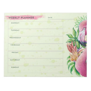 Flamingo Süßer Blumenrosa Wochenterminplaner Notiz Notizblock