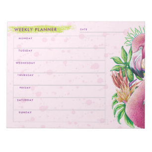 Flamingo Süßer Blumenrosa Wochenterminplaner Notiz Notizblock