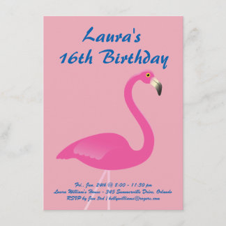 Flamingo Sweet 16 Geburtstagsparty Einladung - Ros