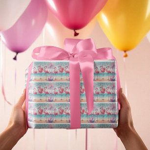 Flamingo-Tanz- und Geburtstagsfeier-Party Geschenkpapier