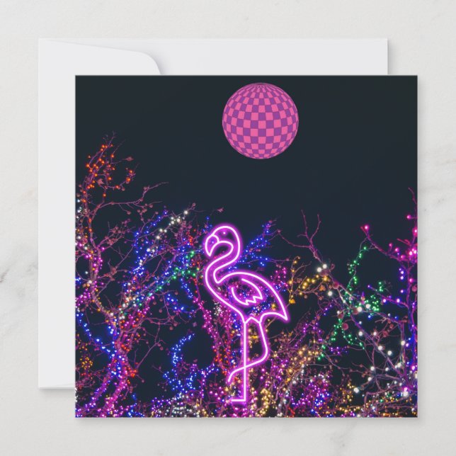 Flamingo tanzt im Party. Einladung (Vorderseite)