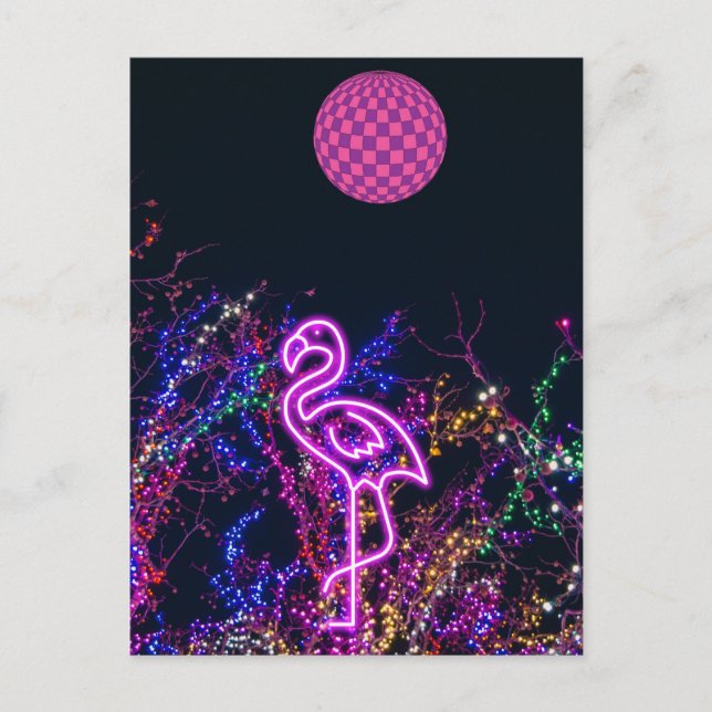 Flamingo tanzt im Party. Postkarte (Vorderseite)