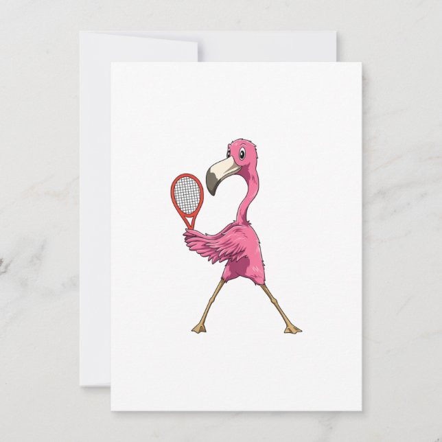 Flamingo Tennis flamingo Tennisspielen flamingo Einladung (Vorderseite)