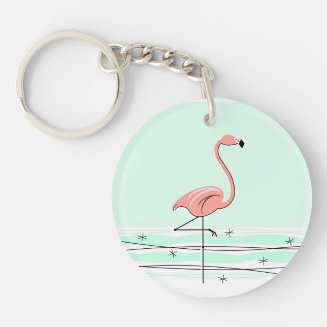 Flamingo Text zurück Acryl Schlüsselanhänger grün (Vorderseite)