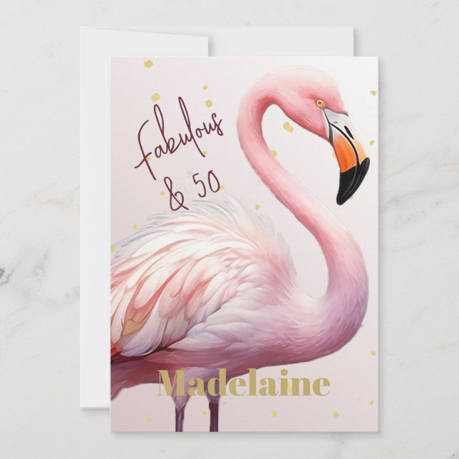 Flamingo Thema Pink Gold Geburtstag Einladung (Vorderseite)